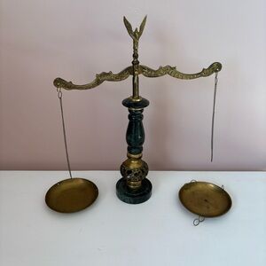 💚Vintage Brass and Green Balance Scale